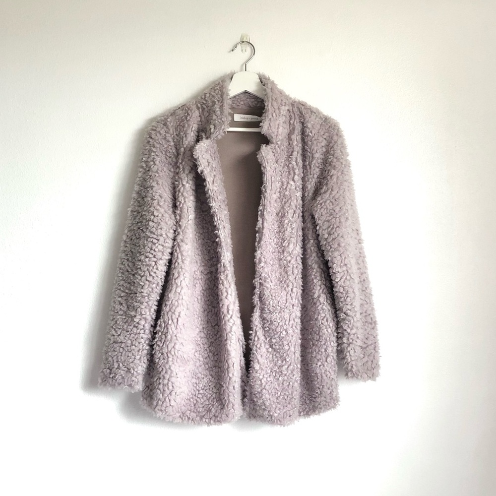 NWT Anthropologie Bishop + Young Gray Rosella Faux Sherpa Teddy Coat Size Medium - Picture 2 of 10